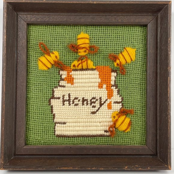 Vintage Honey Pot and Bees Cross Stitch Embroidery - Picture 2 of 8
